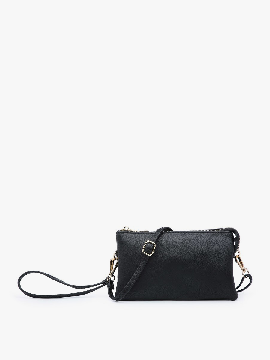 Riley Monogrammable 3 Compartment Crossbody/Wristlet in Black-Lemons and Limes Boutique