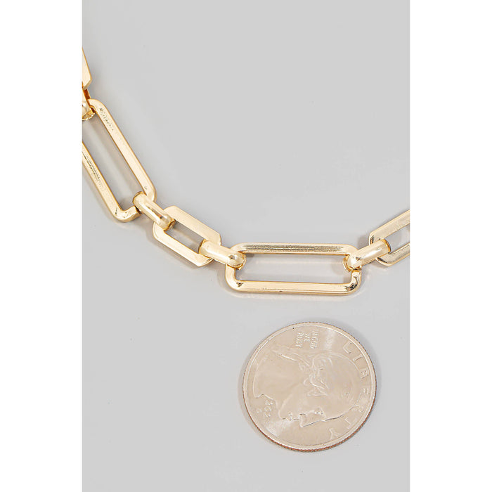 Rectangle Chain Link Necklace in Gold-Lemons and Limes Boutique