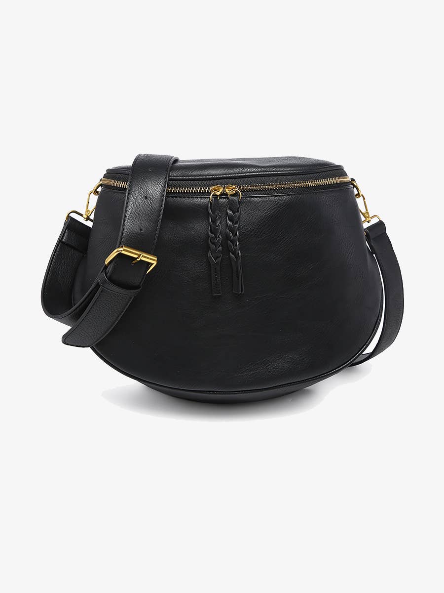 Megan Distressed Sling Bag in Black-Lemons and Limes Boutique