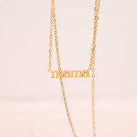18K Gold PVD Stainless Steel Mama Charm Necklace