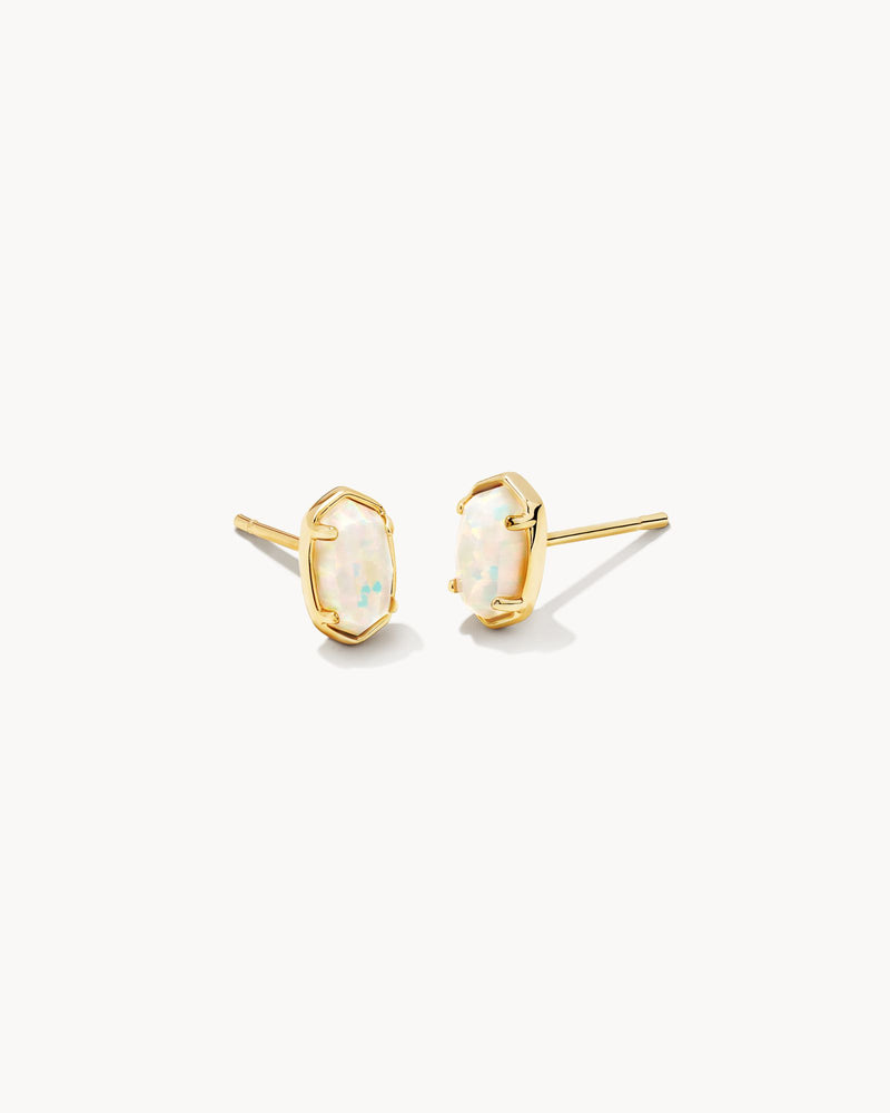 Emilie Stud Earrings in Gold White Opal by Kendra Scott-EARRINGS-Lemons and Limes Boutique