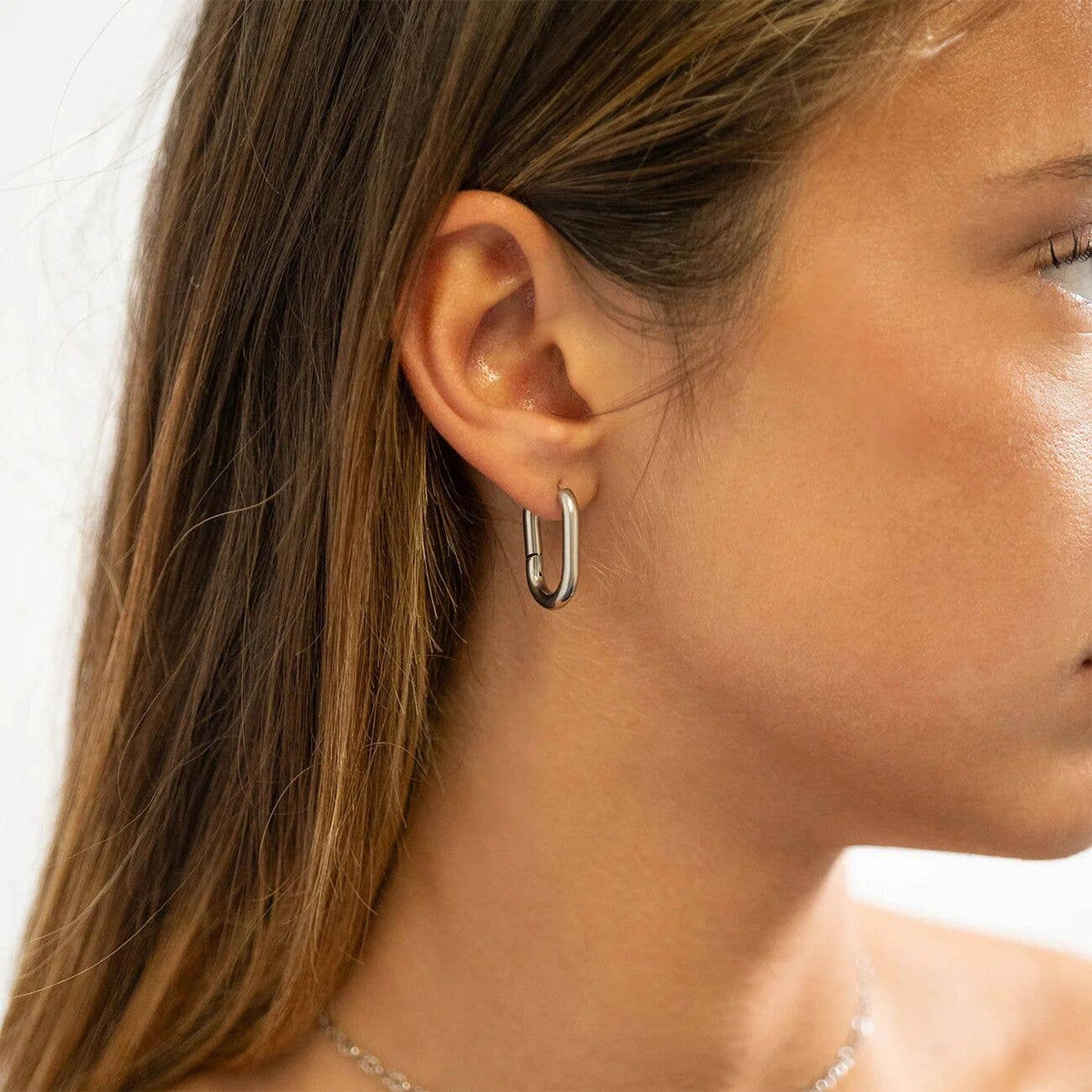 18K Gold PVD Stainless Steel Oval Huggie Earrings-Lemons and Limes Boutique