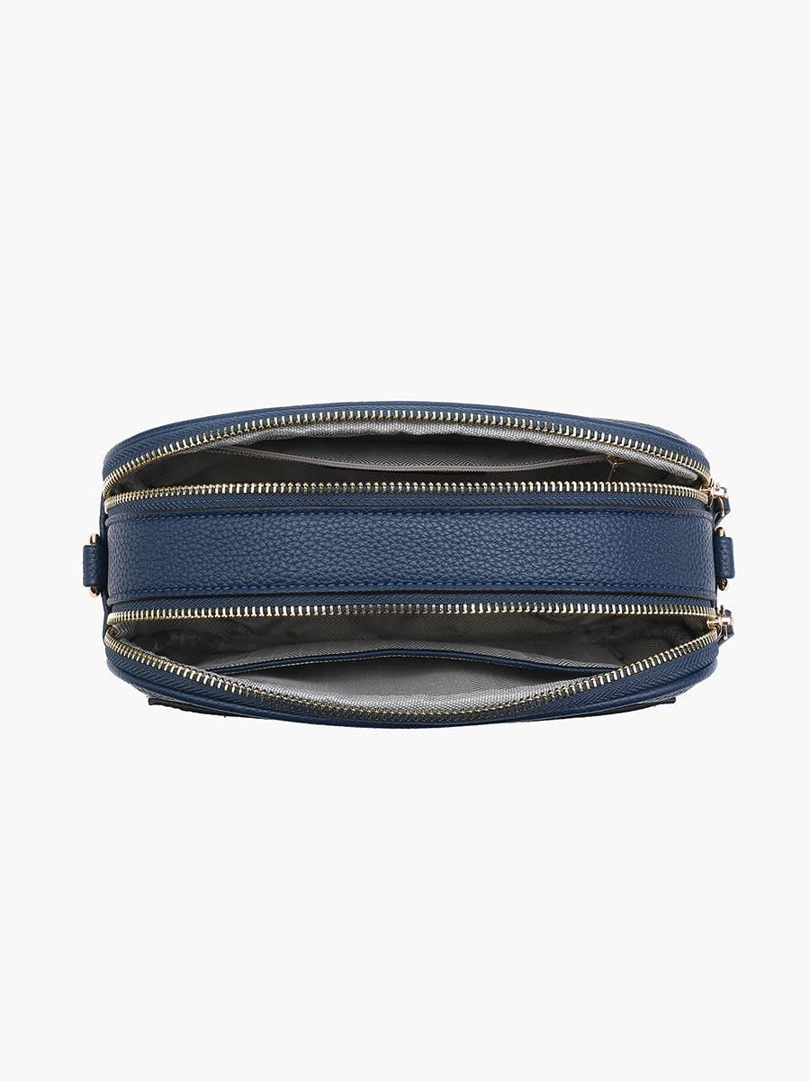 Sky Dual Zip Crossbody w/ Slip Pocket in Navy-Lemons and Limes Boutique