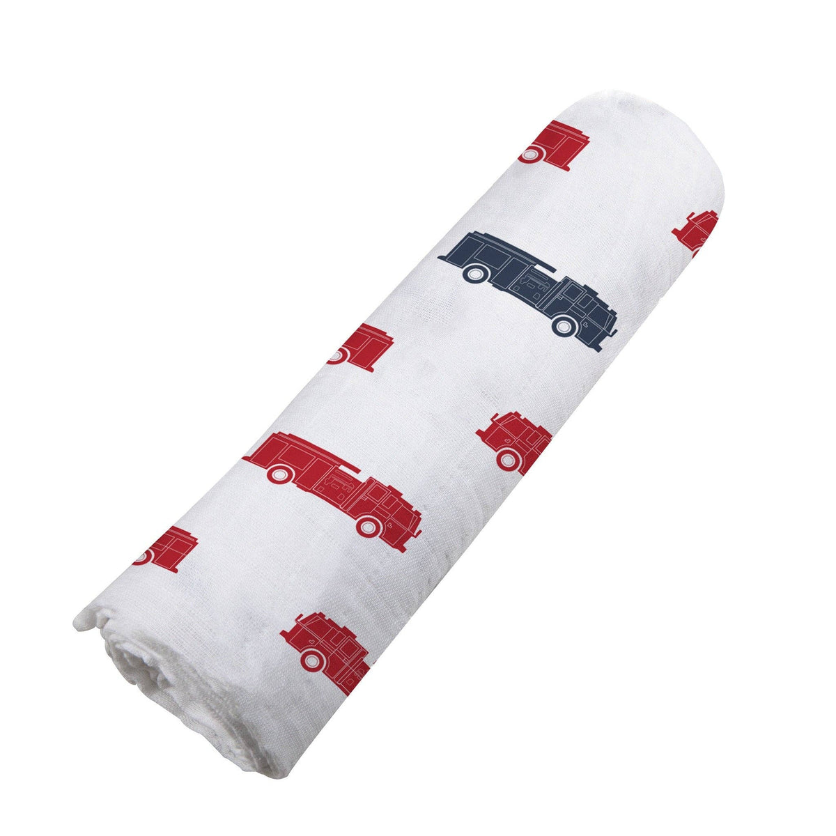 Blue and Red Fire Trucks Swaddle--Lemons and Limes Boutique