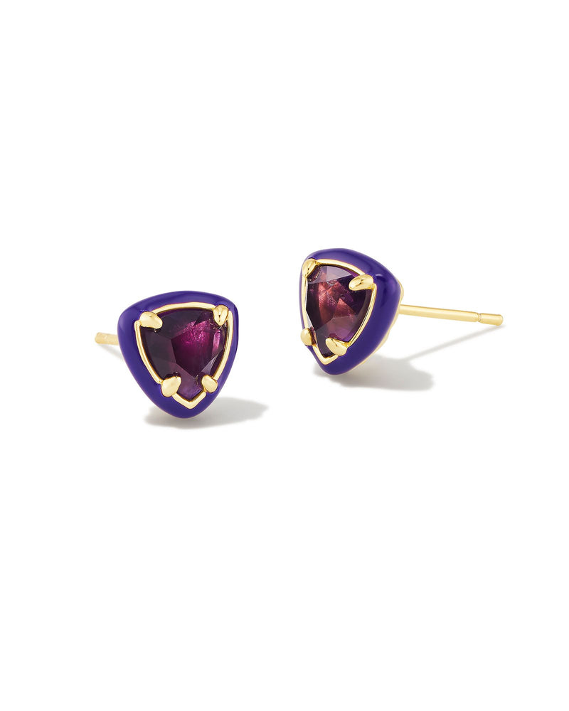 Arden Enamel Framed Stud Earrings in Gold Amethyst Kendra Scott-Lemons and Limes Boutique
