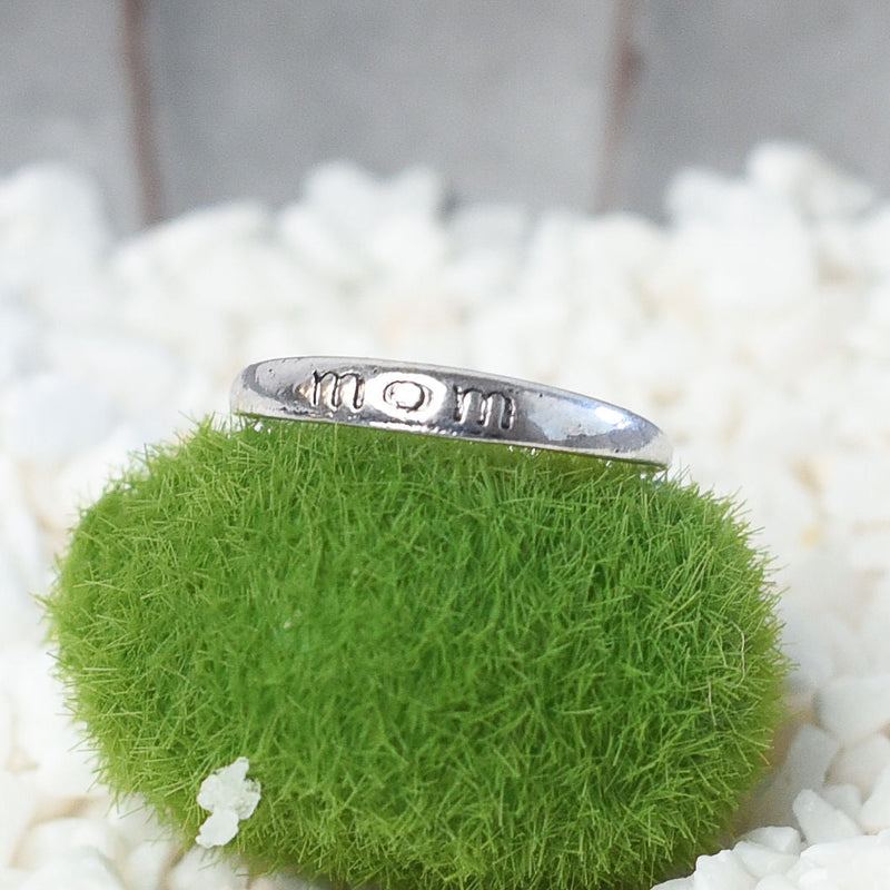 Silver Plated Stamped Mom Ring-Ring-Lemons and Limes Boutique