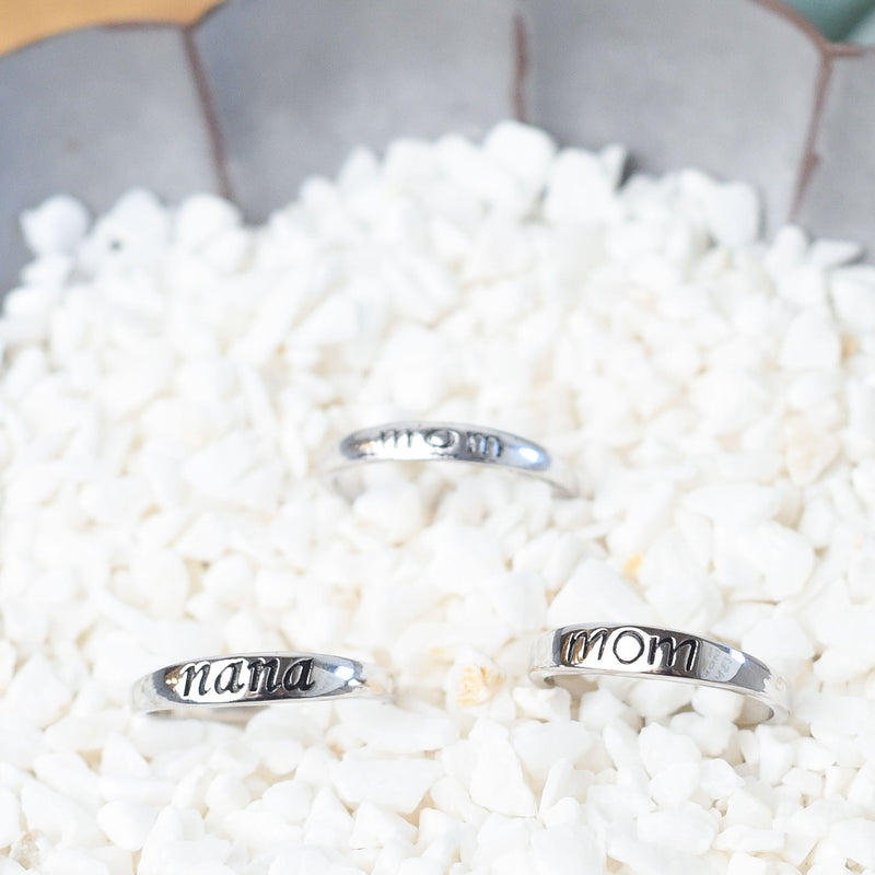 Sterling Silver Stamped Mom Ring-Ring-Lemons and Limes Boutique