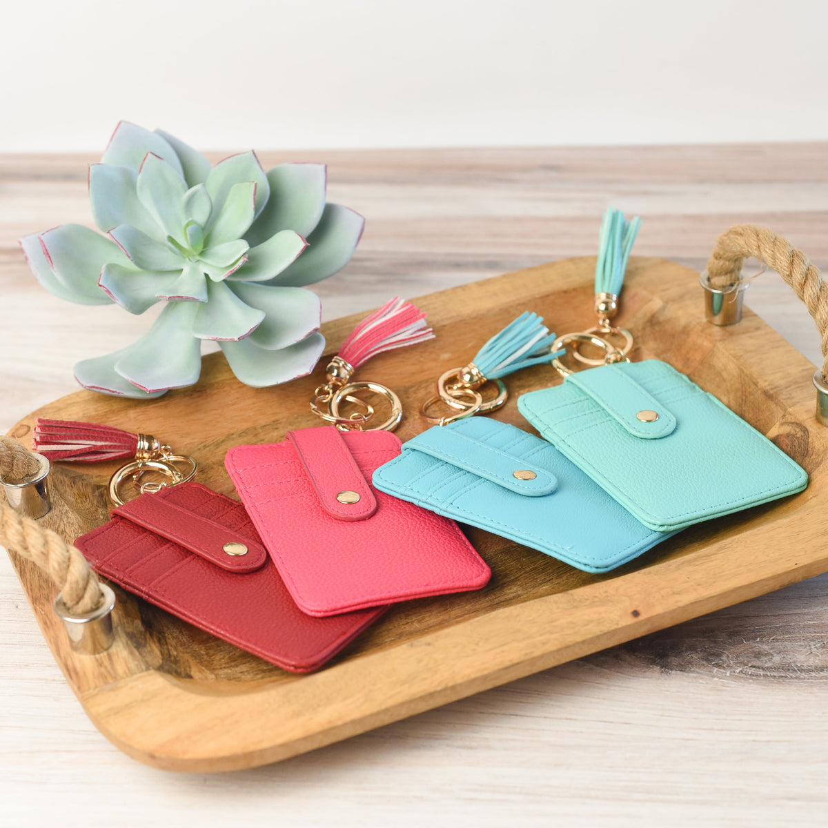 Candace Keychain Card Wallet-Red Black Buffalo Plaid-Clutch-Lemons and Limes Boutique