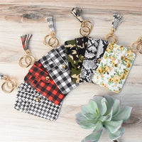 Candace Keychain Card Wallet-Black and Pink Floral-Clutch-Lemons and Limes Boutique