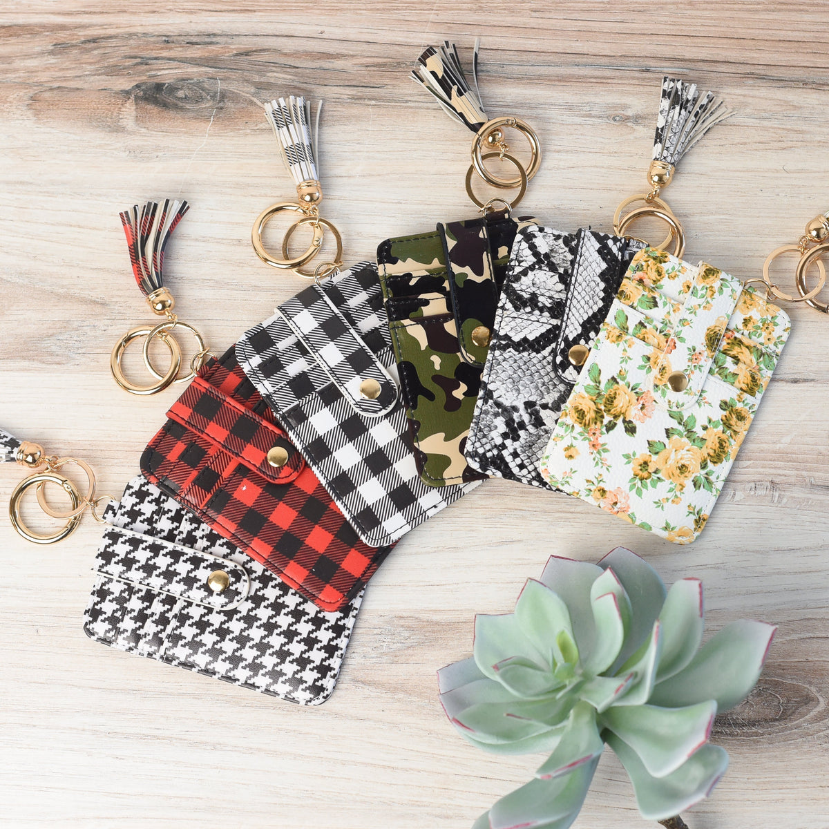Candace Keychain Card Wallet-Red Black Buffalo Plaid-Clutch-Lemons and Limes Boutique