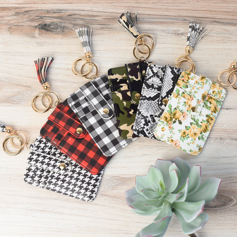 Candace Keychain Card Wallet-Red Black Buffalo Plaid-Clutch-Lemons and Limes Boutique