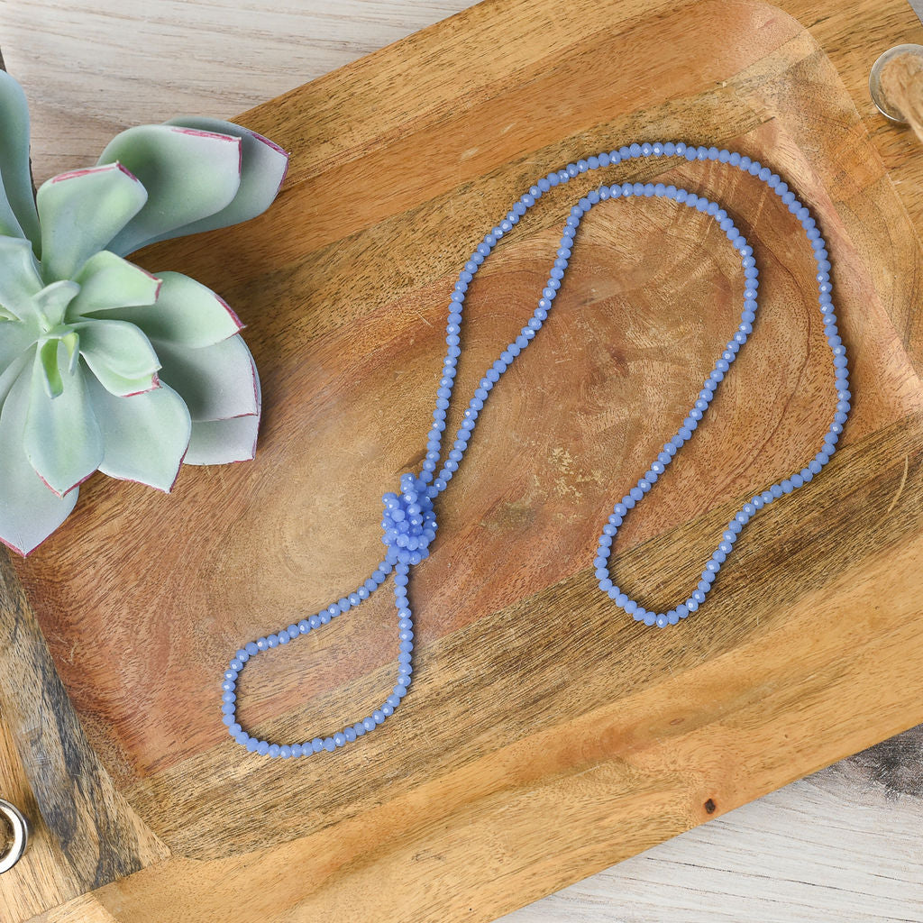 Ultra Faceted 50 inch Beaded Statement Necklace-Necklace-Cornflower-Lemons and Limes Boutique