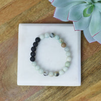 Natural Stone and Lava Bead Stretch Bracelet-Bracelet-Ocean-Lemons and Limes Boutique