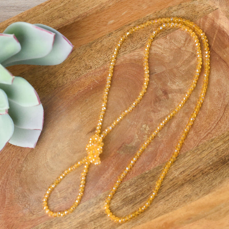 Ultra Faceted 50 inch Beaded Statement Necklace-Necklace-Maize-Lemons and Limes Boutique