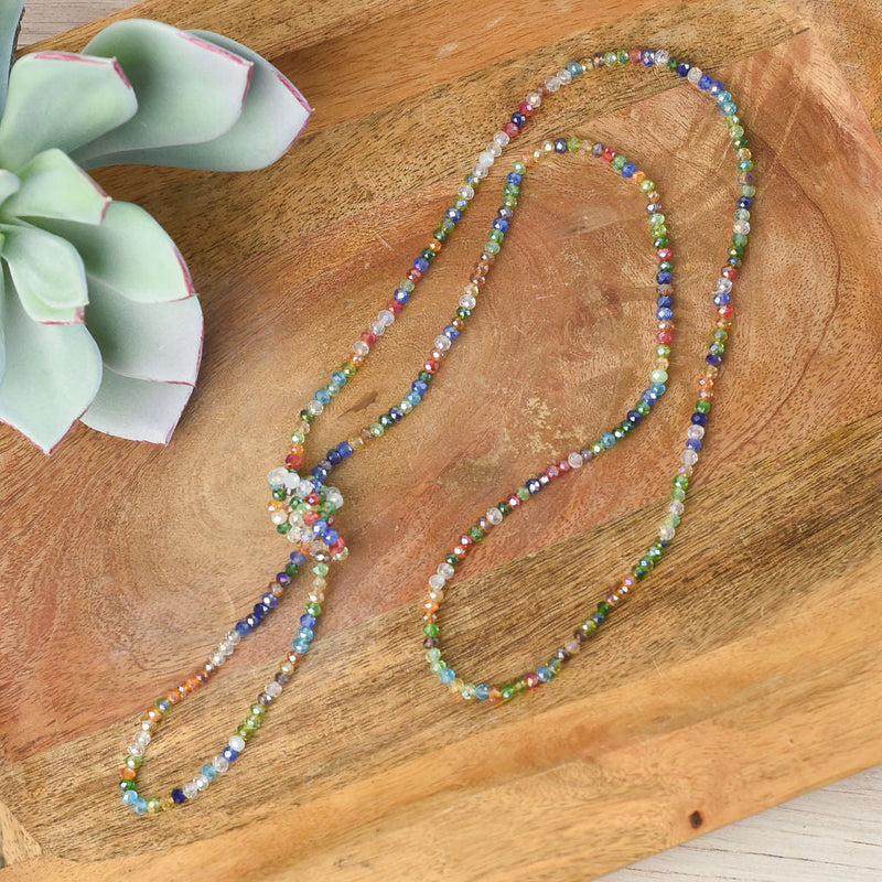 Ultra Faceted 50 inch Beaded Statement Necklace-Necklace-Multi-Lemons and Limes Boutique