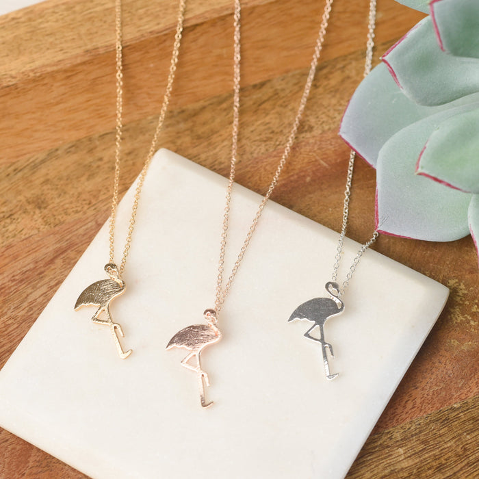 Flamingo Pendant Necklace-Necklace-Lemons and Limes Boutique