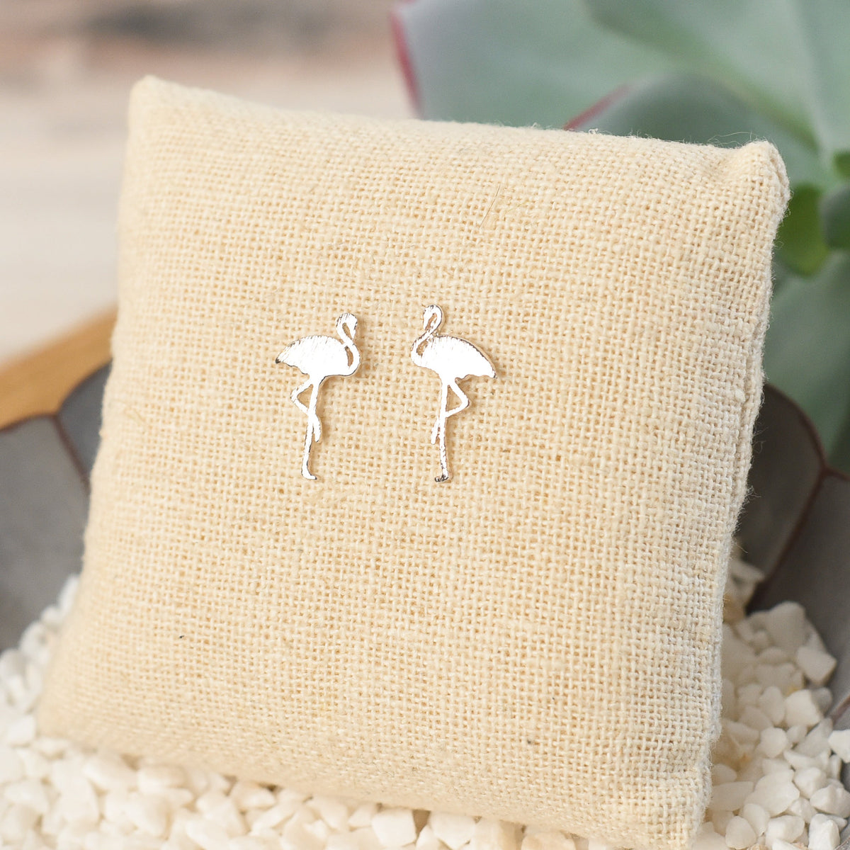 Flamingo Studs Earrings-Earings-Silver-Lemons and Limes Boutique