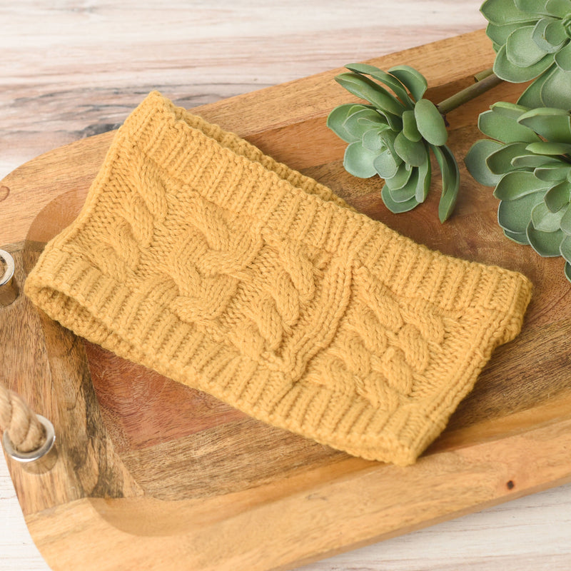 Cable Knit Head Wrap-Headband-Mustard-Lemons and Limes Boutique