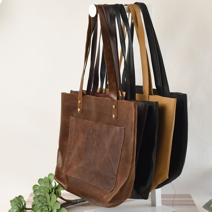 Barron Pocket Genuine Leather Tote-Lemons and Limes Boutique