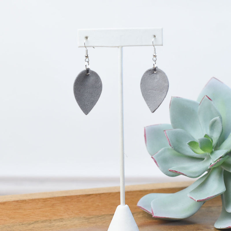 Dove Grey Sueded Dangle Earrings-Dangle Earrings-Lemons and Limes Boutique