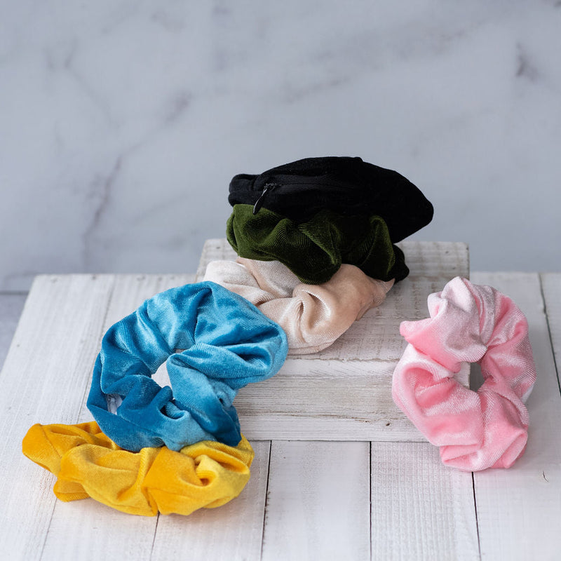 Hidden Zipper Velvet Scrunch Assorted individual-Hair Accessories-Lemons and Limes Boutique