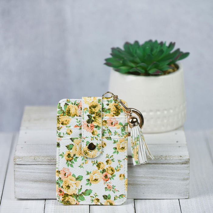 Candace Keychain Card Wallet-Yellow Floral-Clutch-Lemons and Limes Boutique