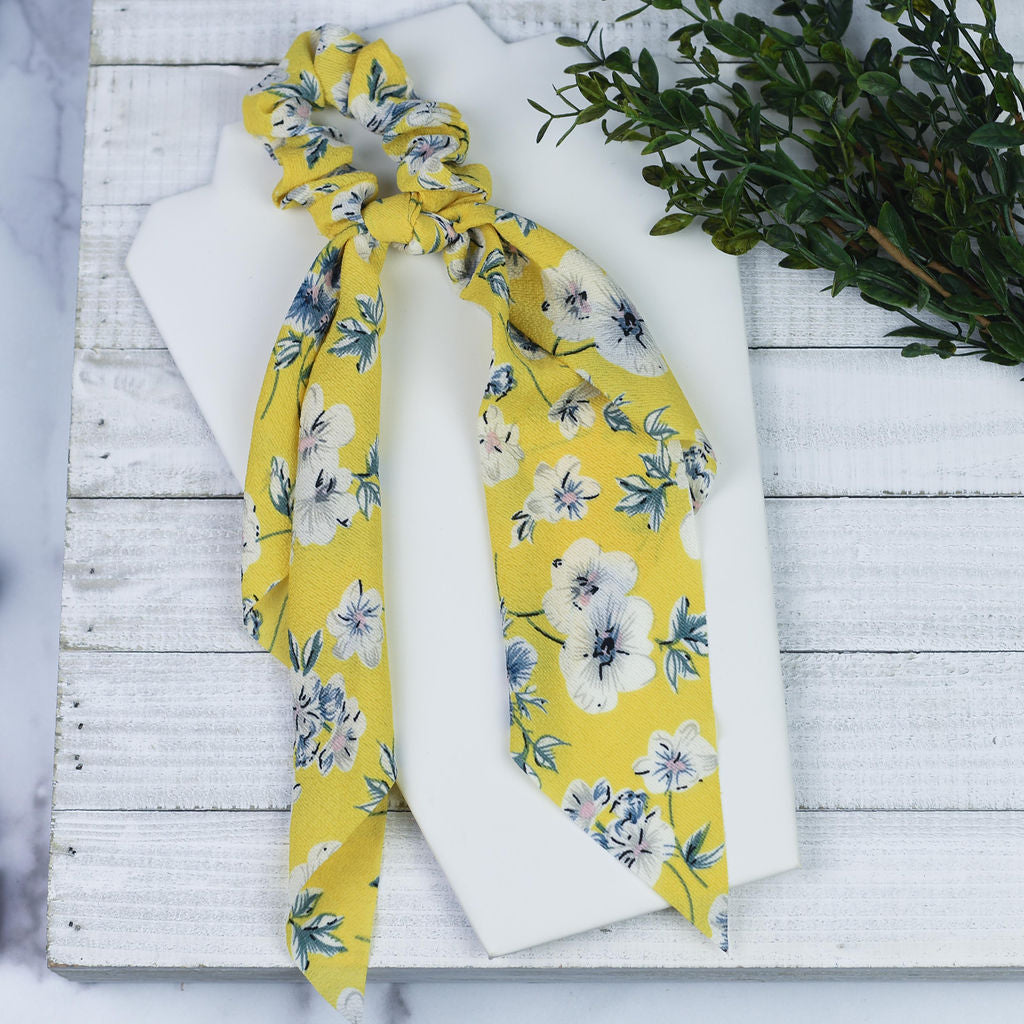 Floral Chiffon Hair Scarf-Hair Accessories-Lemons and Limes Boutique