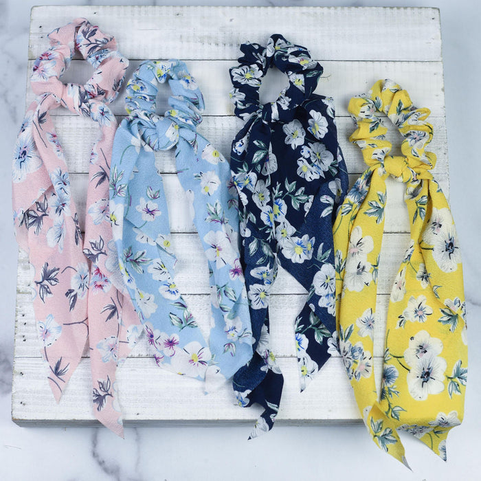 Floral Chiffon Hair Scarf-Hair Accessories-Lemons and Limes Boutique