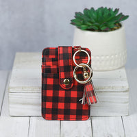 Candace Keychain Card Wallet-Red Black Buffalo Plaid-Clutch-Lemons and Limes Boutique