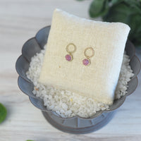 Olivia Circle and Gemstone Drop Earrings-Rhodochrosite-Lemons and Limes Boutique