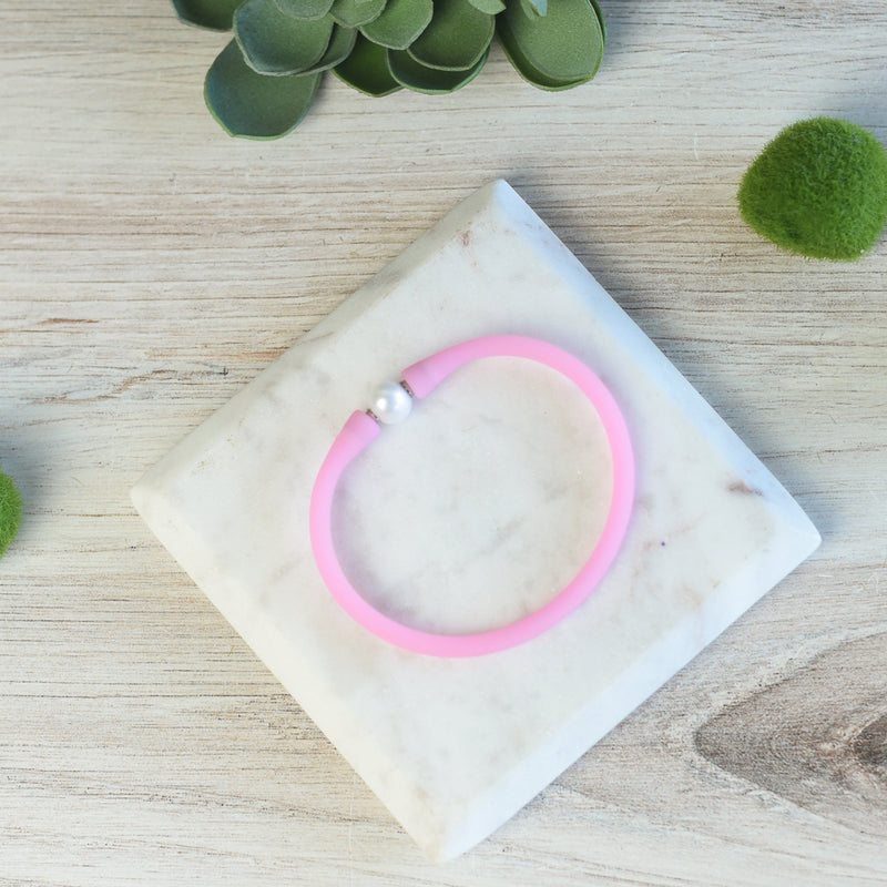 Balance Bangle Bracelets: Silicone and Pearl-Pink-Lemons and Limes Boutique