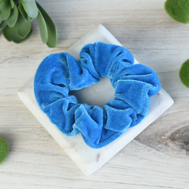 Velvet Hair Scrunch-Hair Accessories-Blue-Lemons and Limes Boutique