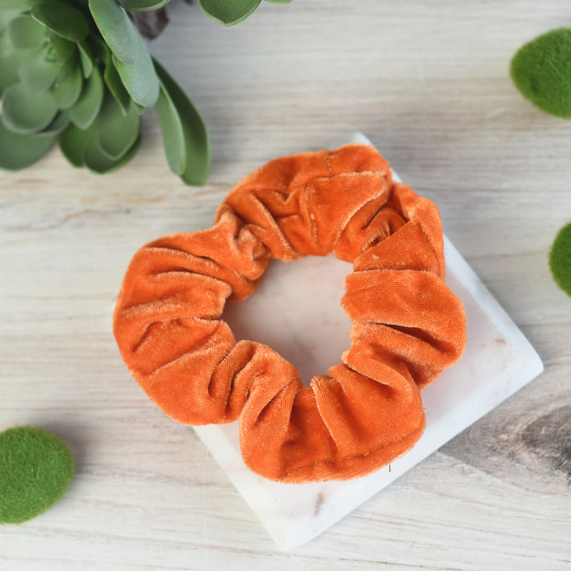 Velvet Hair Scrunch-Hair Accessories-Orange-Lemons and Limes Boutique