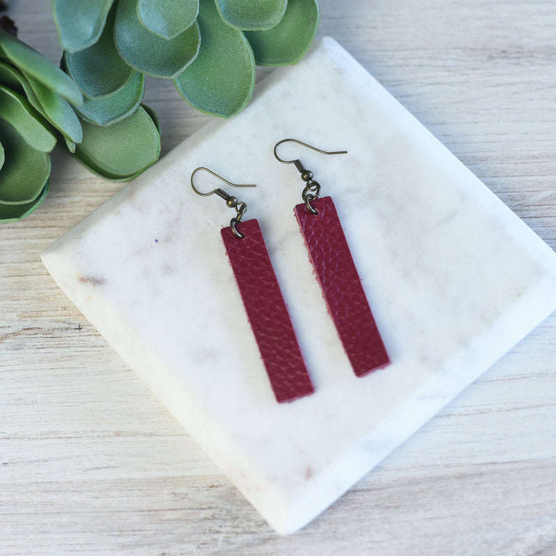 Genuine Leather Drop Dangle Earrings-Dangle Earrings-Red-Lemons and Limes Boutique