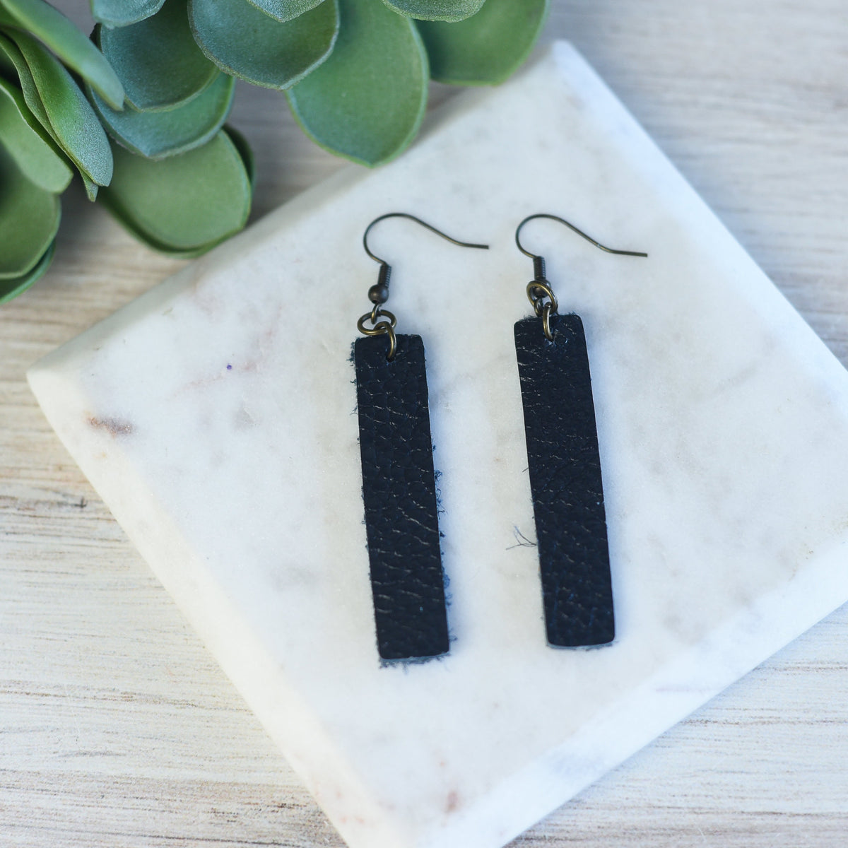 Genuine Leather Drop Dangle Earrings-Dangle Earrings-Navy-Lemons and Limes Boutique