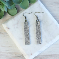 Genuine Leather Drop Dangle Earrings-Dangle Earrings-Silver-Lemons and Limes Boutique