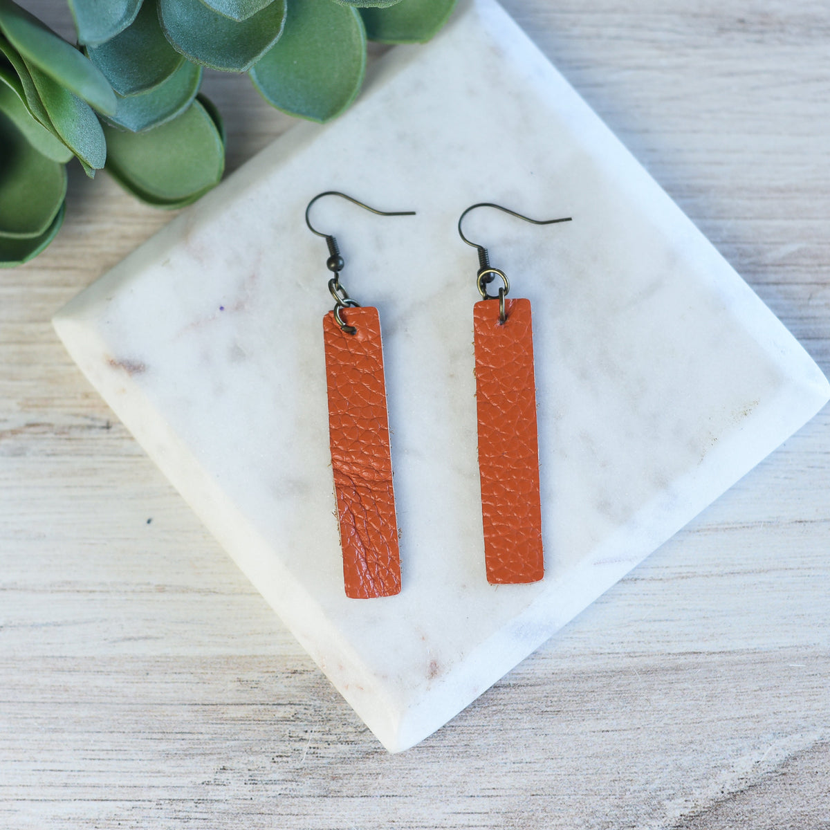 Genuine Leather Drop Dangle Earrings-Dangle Earrings-Orange-Lemons and Limes Boutique