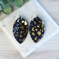 Gold Flecked Suede Teardrop Dangle Earrings-Dangle Earrings-Lemons and Limes Boutique