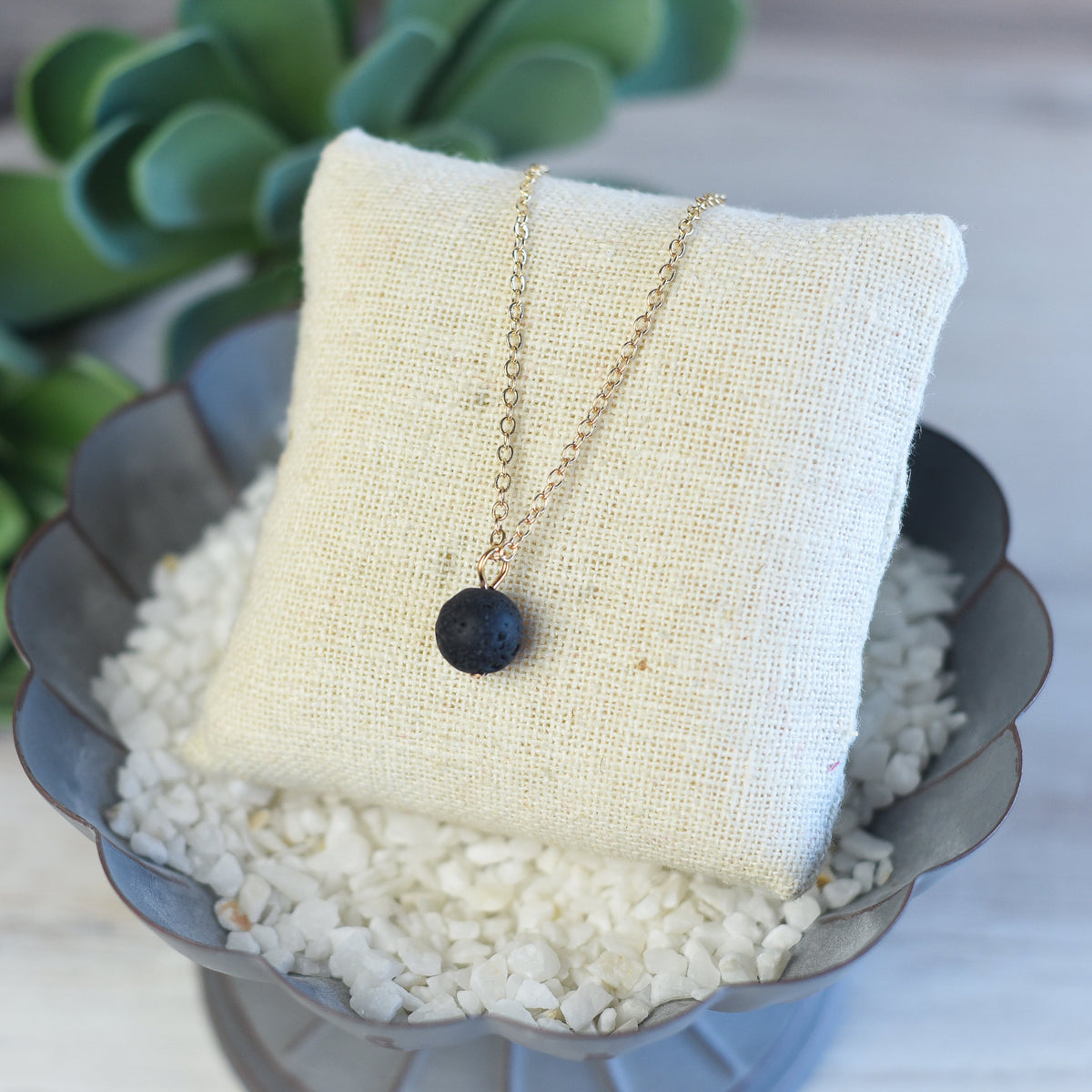 Essential Oil Lava Stone Pendant Necklaces-Clutch-Single Stone Pendant: gold-Lemons and Limes Boutique