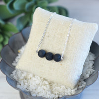 Essential Oil Lava Stone Pendant Necklaces-Clutch-Triple Stone Large: Silver-Lemons and Limes Boutique