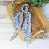 Floral Hair Scarf-Pale blue with long stem roses-Lemons and Limes Boutique