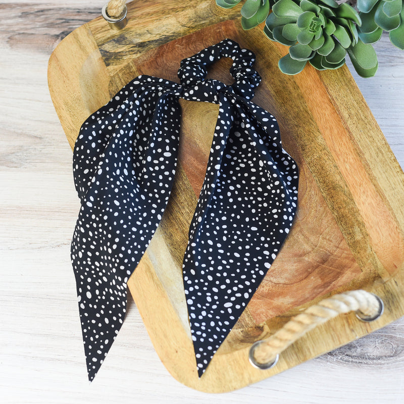 Spotty Dot Hair Scarf-Black-Lemons and Limes Boutique
