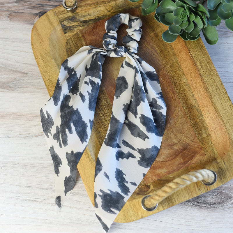 Watercolor Splash Hair Scarf-White/Grey-Lemons and Limes Boutique