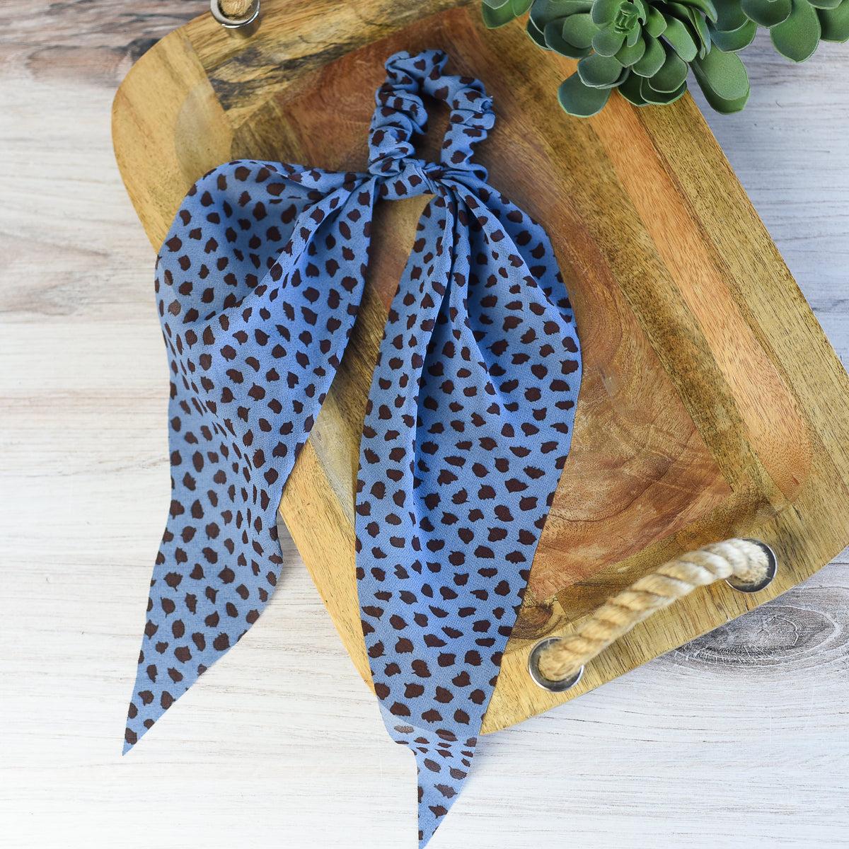 Brush Dot Hair Scarf-Blue-Lemons and Limes Boutique