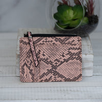Molly Snake Print Coin Zip Pouch-Coin Holder-Pink-Lemons and Limes Boutique