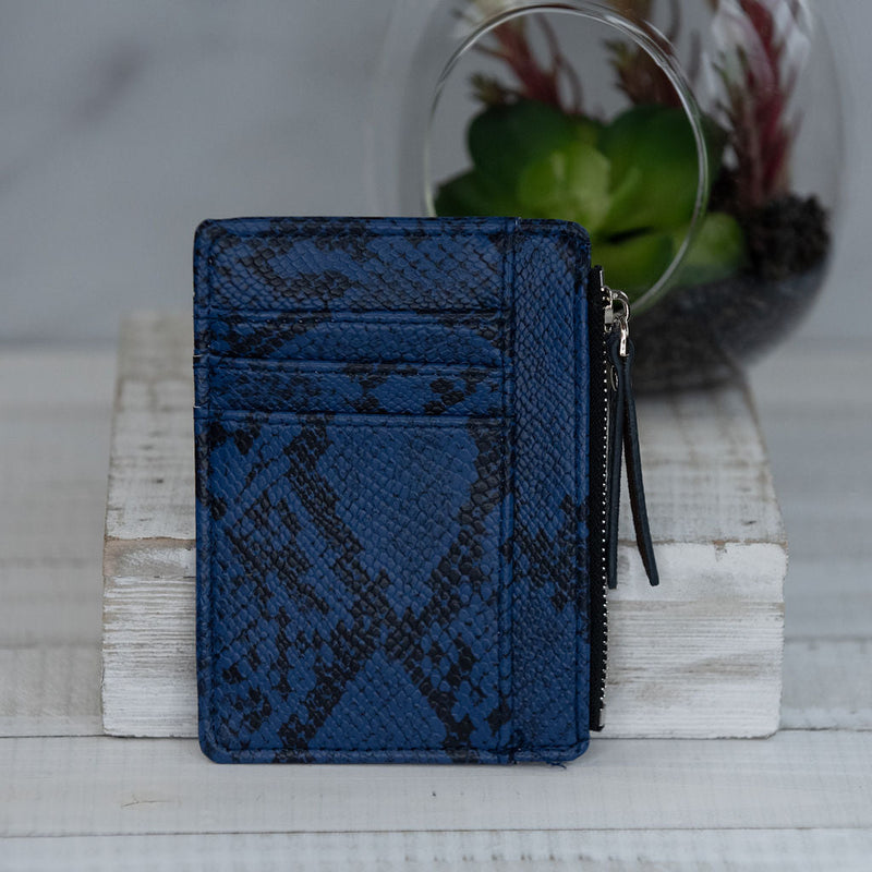 Molly Snake Print Coin Zip Pouch-Coin Holder-Blue-Lemons and Limes Boutique