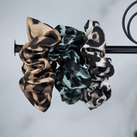 Hair Scrunch Set In Luxe Leopard (Natural/Teal/Cream)-Hair Accessories-Lemons and Limes Boutique