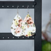 Floral Teardrop Dangle Earrings-Dangle Earrings-Peach Floral-Lemons and Limes Boutique
