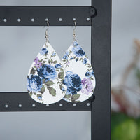 Floral Teardrop Dangle Earrings-Dangle Earrings-Blue Floral-Lemons and Limes Boutique