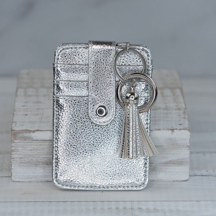 Candace Keychain Card Wallet-Silver-Clutch-Lemons and Limes Boutique